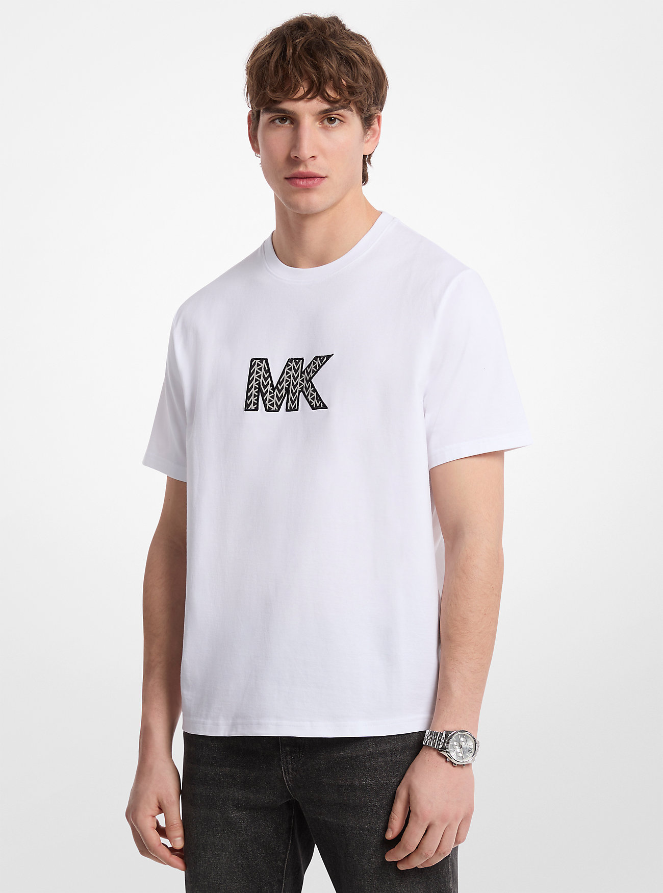 MK Grafik-T-Shirt Aus Baumwolle Mit Logo - Weiss - Michael Kors von Michael Kors Mens