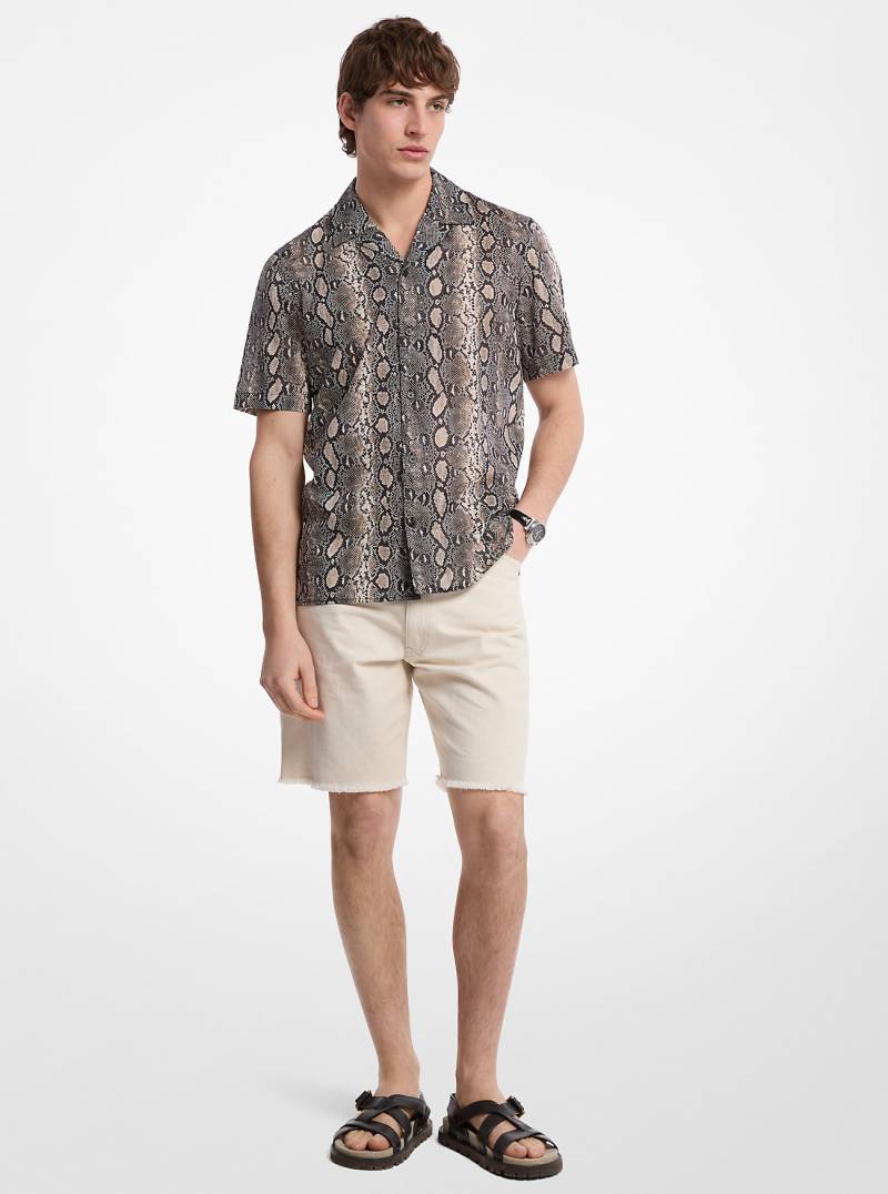 MK Hemd Aus Baumwolle Mit Kubanischem Kragen Und Schlangenmuster - Schwarz - Michael Kors von Michael Kors Mens