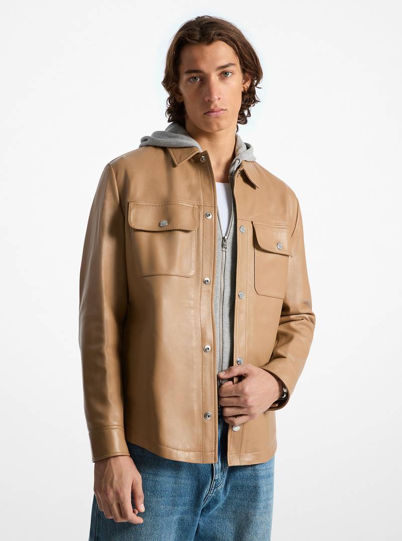 MK Hemdjacke Aus Verbundleder - Braun - Michael Kors von Michael Kors Mens