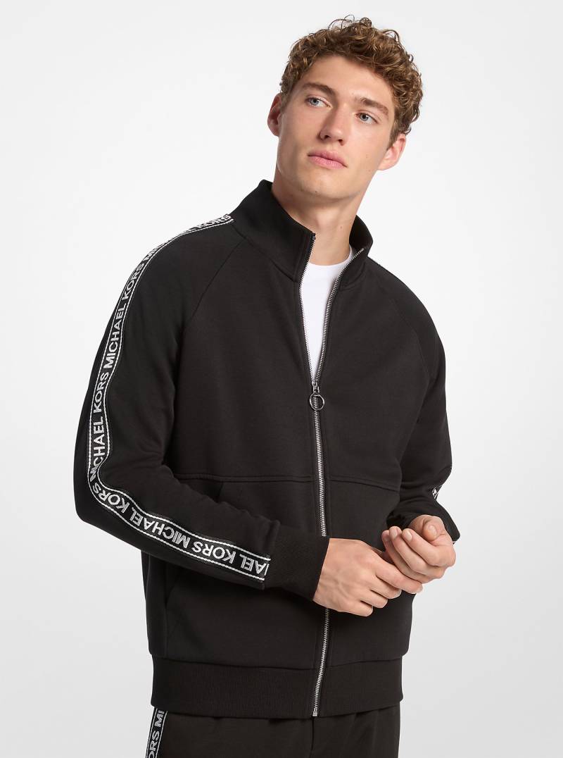 MK Jacke Aus Baumwollmischgewebe Mit Reißverschluss Und Logostreifen - Schwarz - Michael Kors von Michael Kors Mens