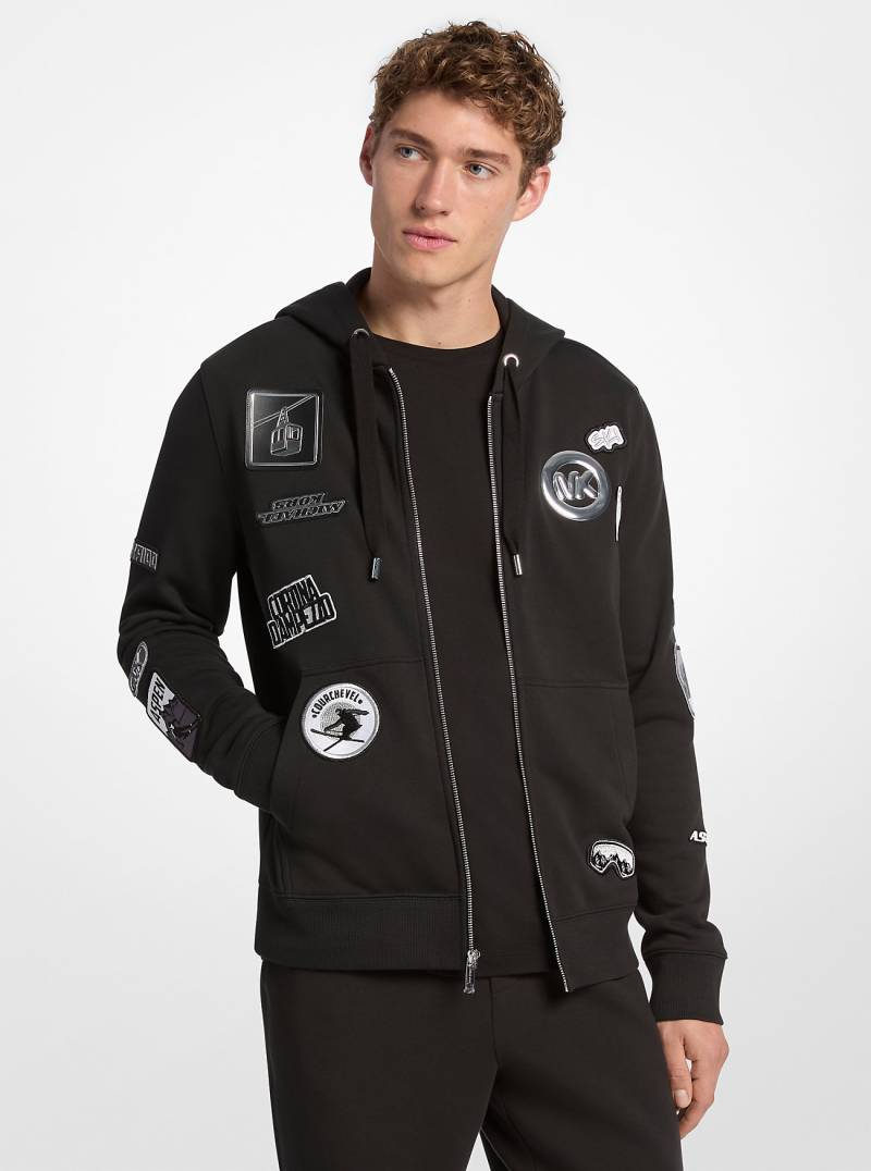 MK Kapuzenpullover Aus Baumwolle Mit Reißverschluss Und Verzierung - Schwarz - Michael Kors von Michael Kors Mens