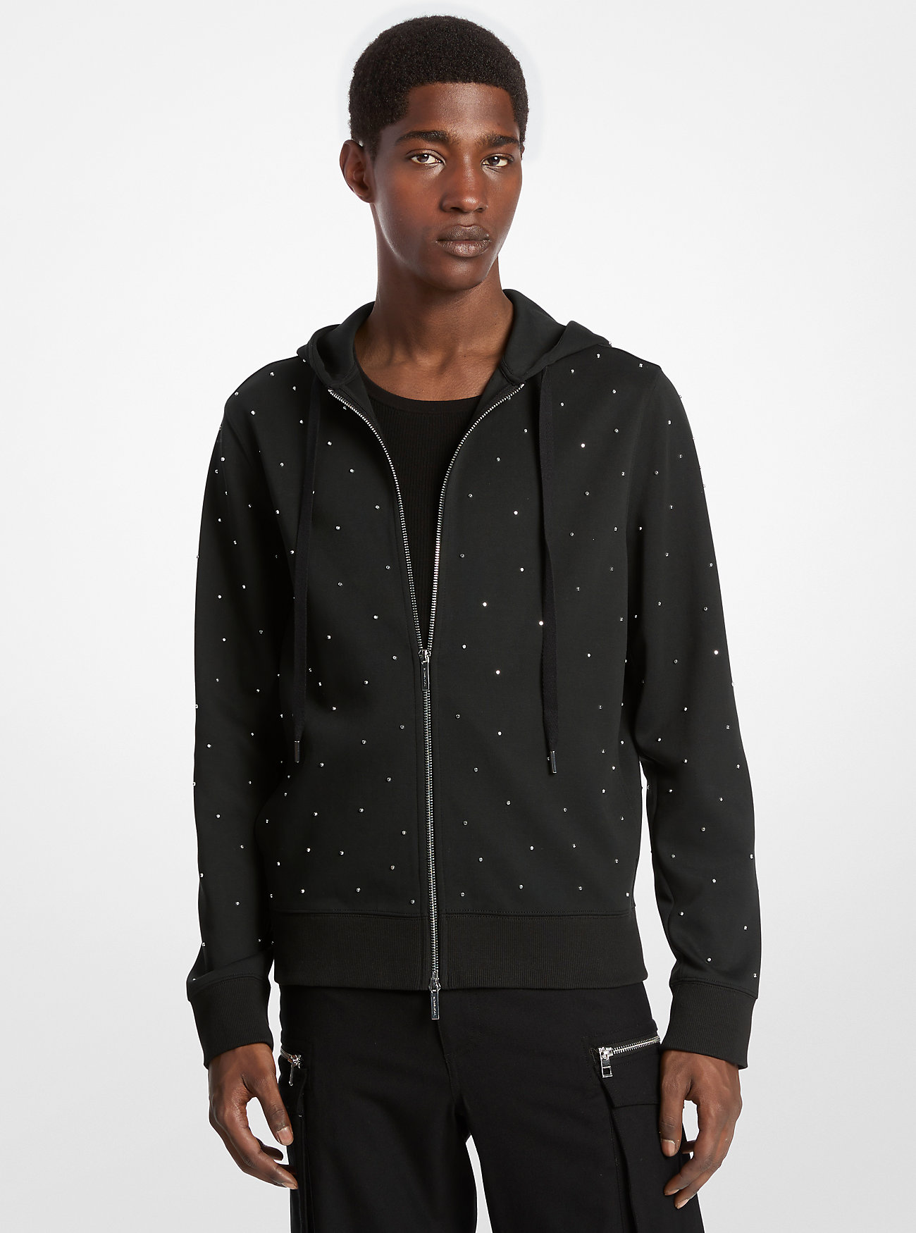 MK Kapuzenpullover Aus Baumwollmischgewebe Mit Nieten - Schwarz - Michael Kors von Michael Kors Mens