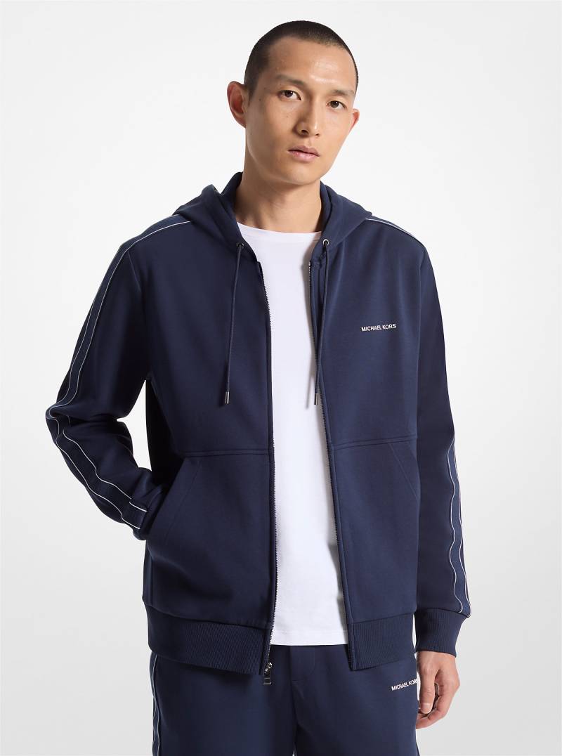 MK Kapuzenpullover Aus Baumwollmischgewebe Mit Reißverschluss Und Logostreifen - Blau - Michael Kors von Michael Kors Mens