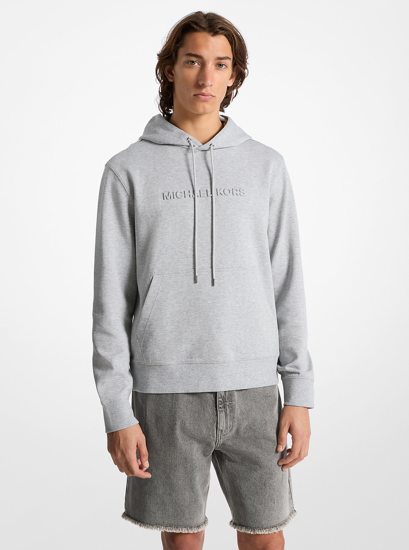 MK Kapuzenpullover Aus Baumwollmischung Mit Logoprägung - Braun - Michael Kors von Michael Kors Mens