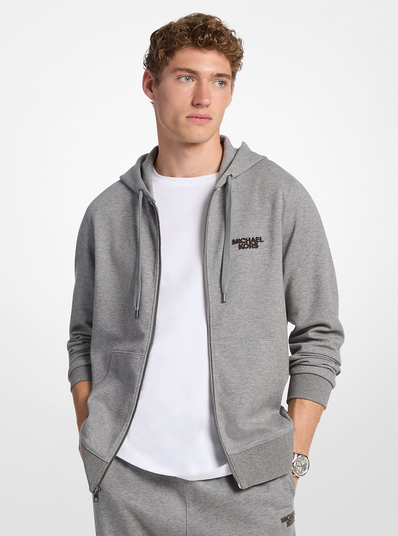 MK Kapuzenpullover Aus Baumwollmischung Mit Reißverschluss - Grau - Michael Kors von Michael Kors Mens
