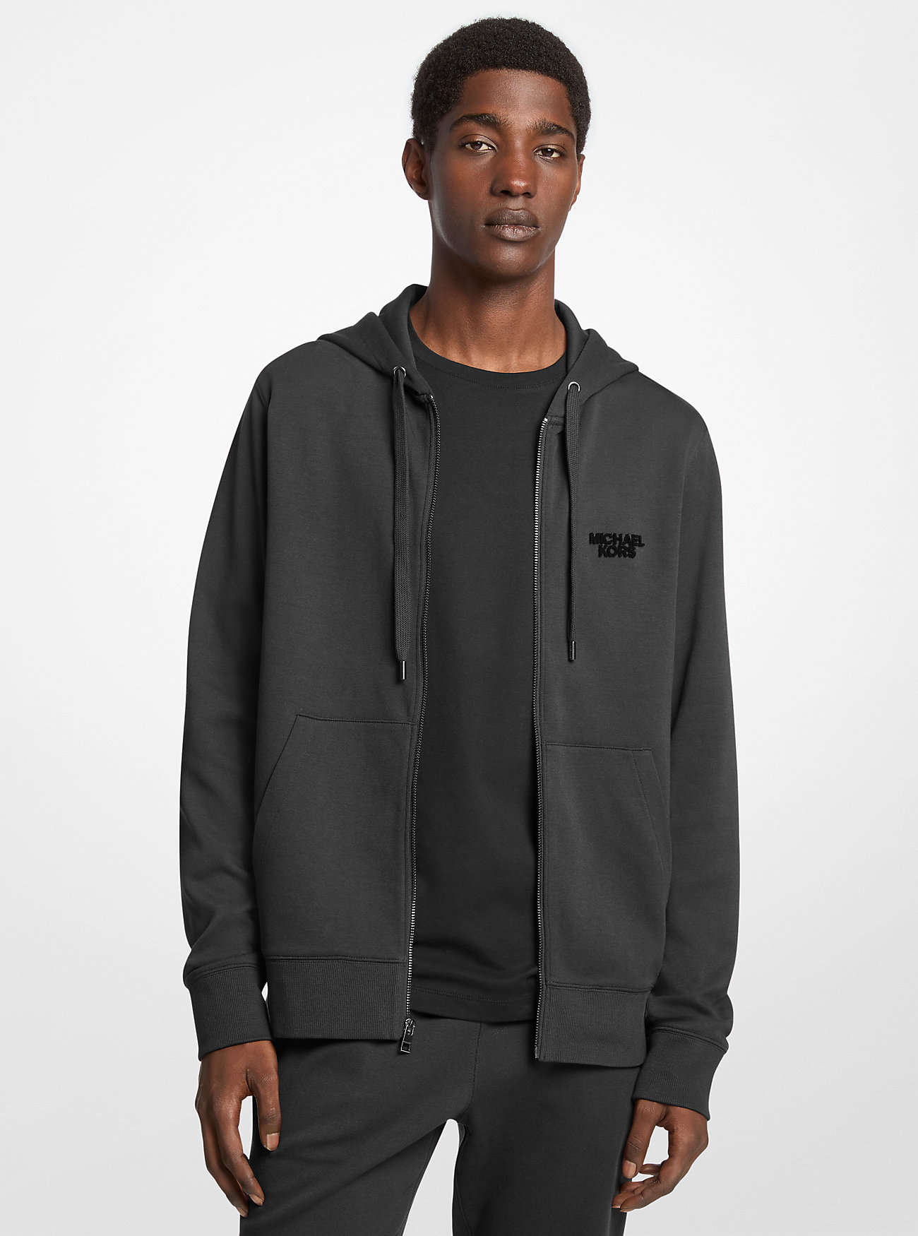MK Kapuzenpullover Aus Baumwollmischung Mit Reißverschluss - Schwarz - Michael Kors von Michael Kors Mens