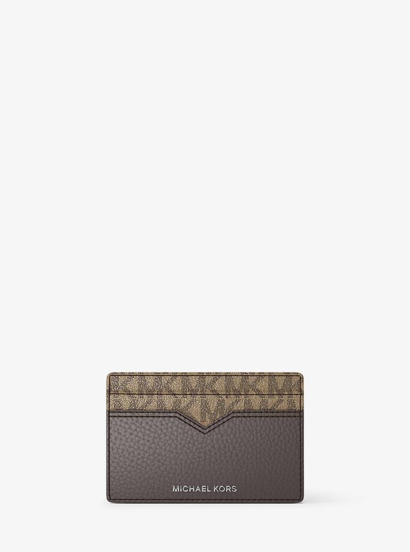 MK Kartenetui Hudson Aus Gekrispeltem Leder Und Signature-Logostoff Mit Geldklammer - Braun - Michael Kors von Michael Kors Mens