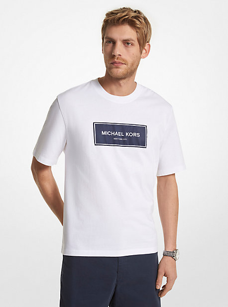 MK Oversize-T-Shirt Aus Baumwolle Mit Logo - Weiss - Michael Kors von Michael Kors Mens