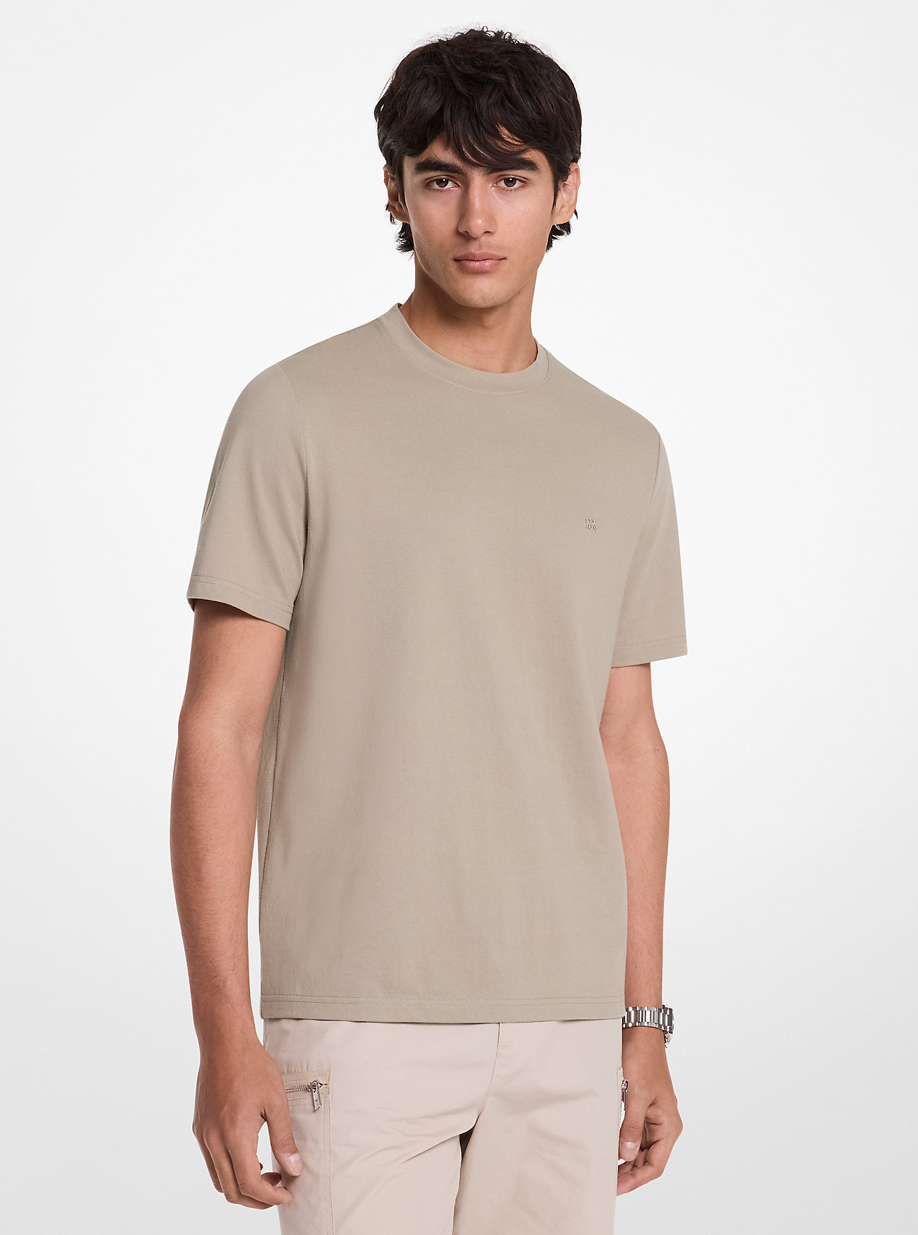 MK Piqué-T-Shirt Aus Baumwollmischung - Grün - Michael Kors von Michael Kors Mens