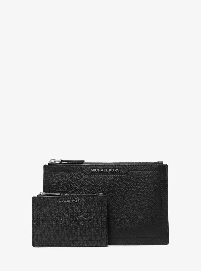 MK Pouch-Set Hudson Aus Gekrispeltem Leder Und Signature-Logostoff - Schwarz - Michael Kors von Michael Kors Mens