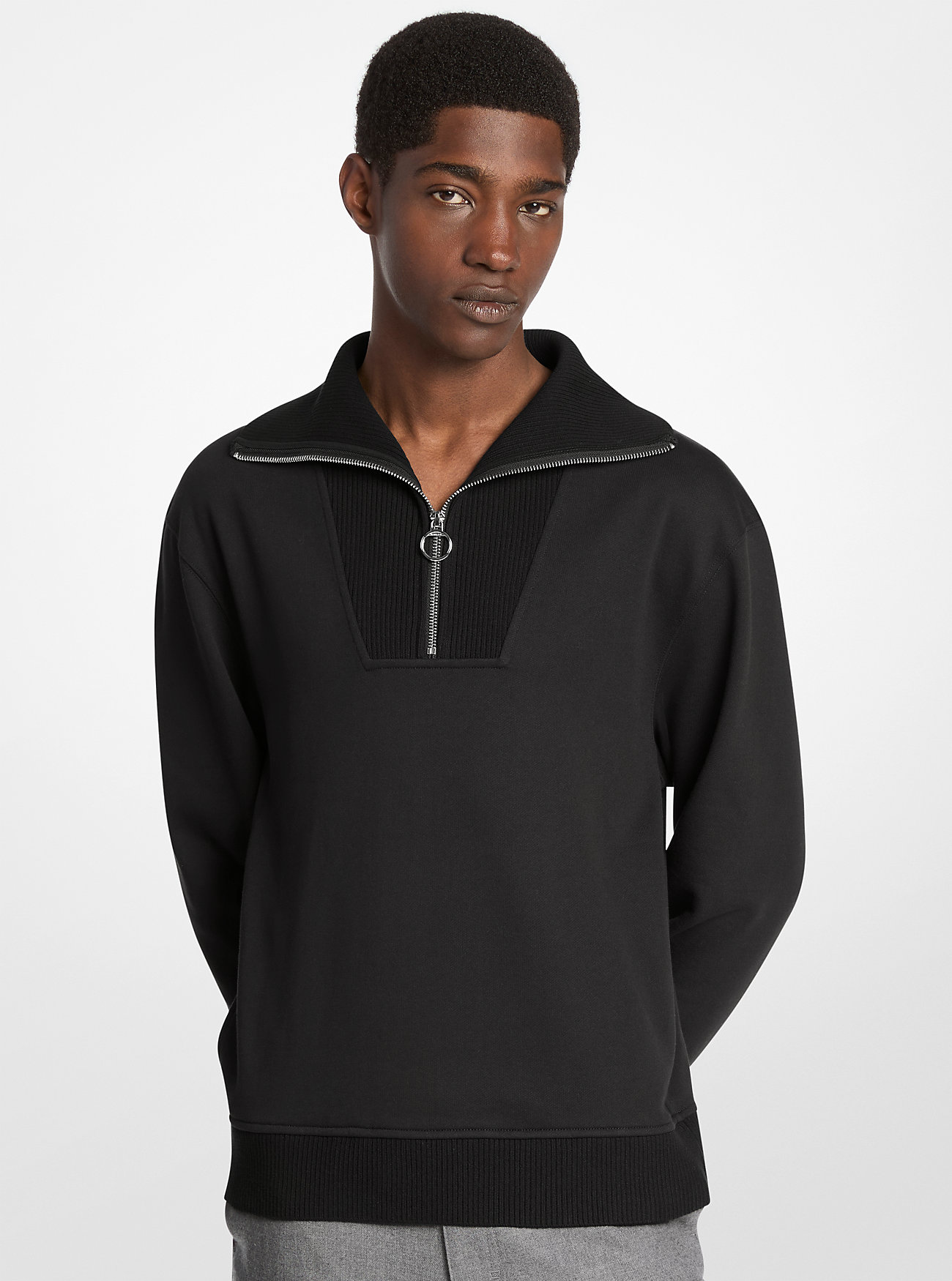 MK Pullover Aus Baumwollfrottee Mit Trichterkragen - Schwarz - Michael Kors MK Pullover Aus Baumwollfrottee Mit Trichterkragen - Schwarz - Michael Kors von Michael Kors Mens