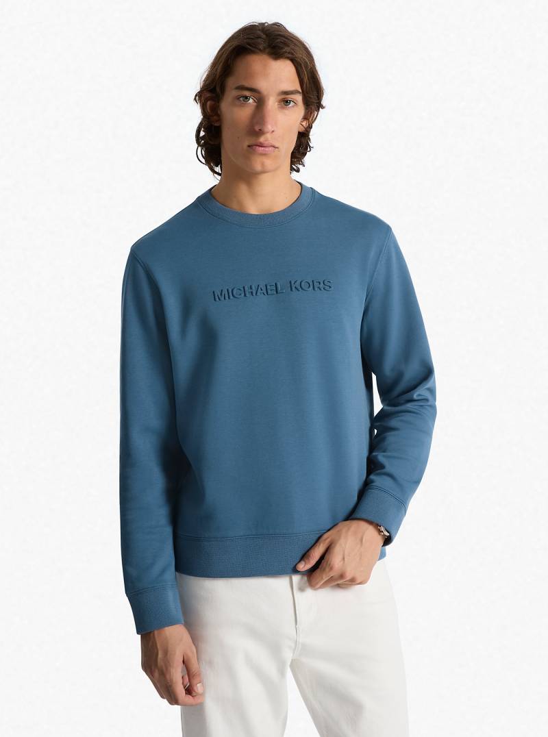 MK Pullover Aus Baumwollgemisch Mit Logoprägung - Blau - Michael Kors von Michael Kors Mens