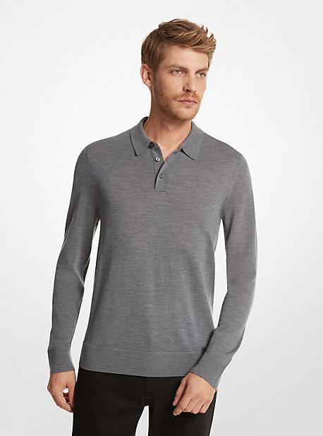 MK Pullover Aus Merinowolle Mit Polokragen - Grau - Michael Kors von Michael Kors Mens