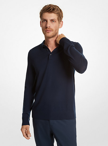 MK Pullover Aus Merinowolle Mit Polokragen - Blau - Michael Kors von Michael Kors Mens