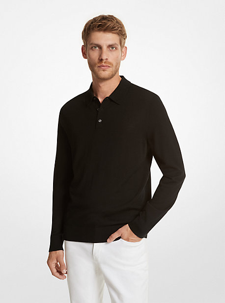 MK Pullover Aus Merinowolle Mit Polokragen - Schwarz - Michael Kors von Michael Kors Mens