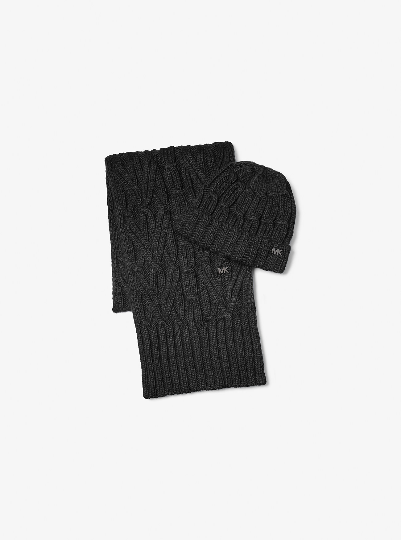 MK Set Aus Beanie Und Schal Im Zopfstrick - Schwarz - Michael Kors MK Set Aus Beanie Und Schal Im Zopfstrick - Schwarz - Michael Kors von Michael Kors Mens