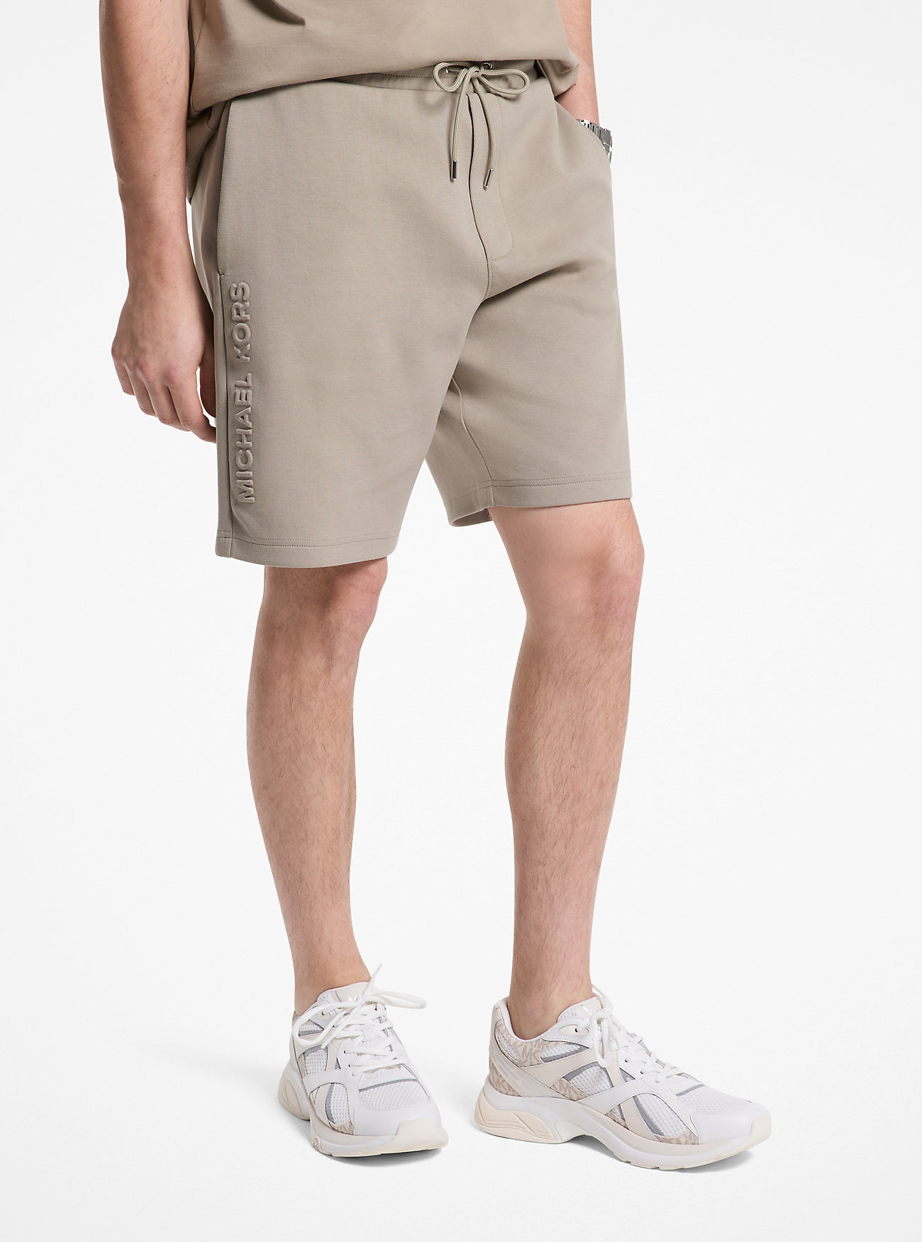 MK Shorts Aus Baumwollmischung Mit Logoprägung - Grün - Michael Kors von Michael Kors Mens