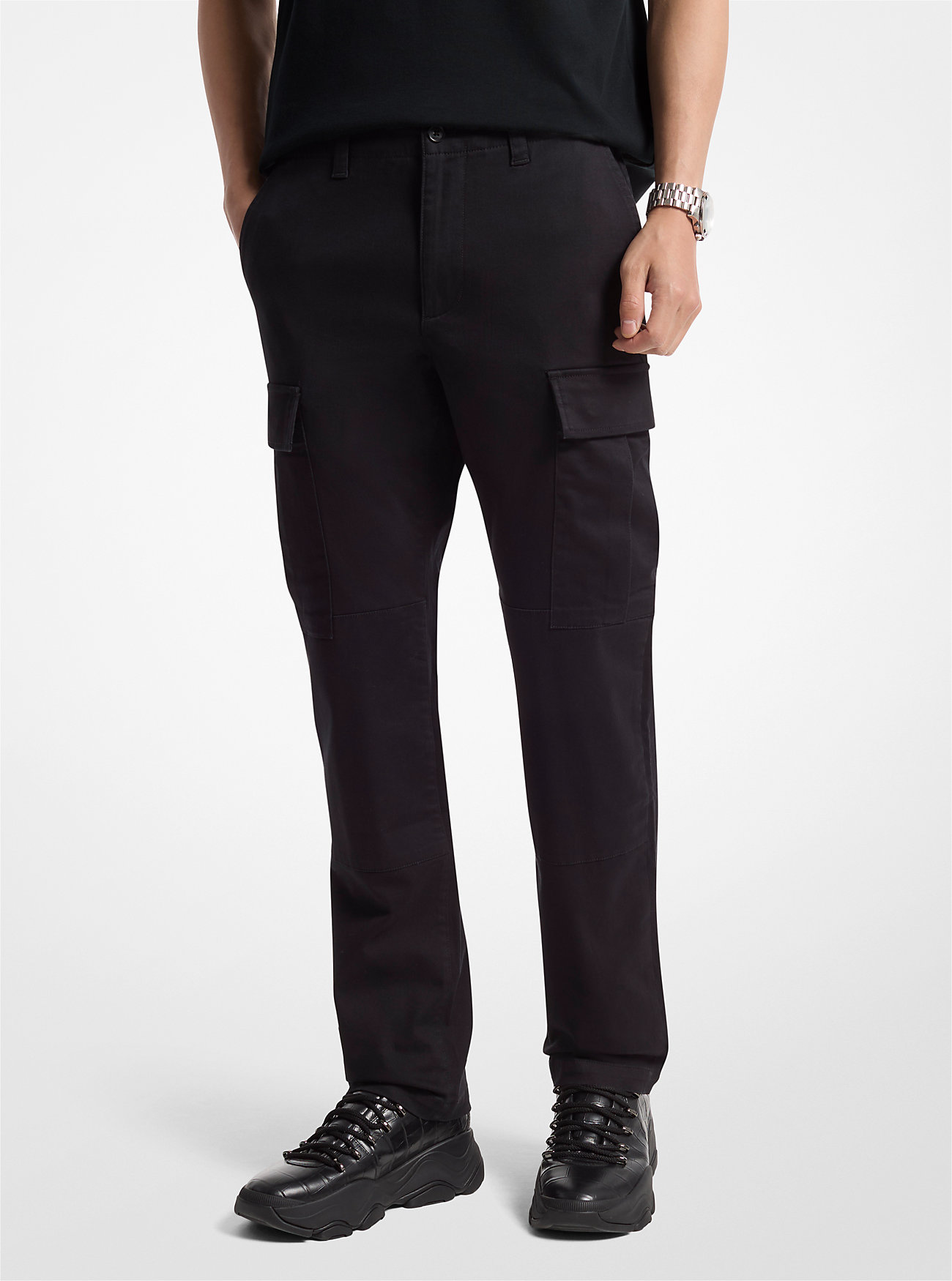 MK Slim-Fit-Cargohose Aus Baumwollsatin-Mischung - Schwarz - Michael Kors MK Slim-Fit-Cargohose Aus Baumwollsatin-Mischung - Schwarz - Michael Kors von Michael Kors Mens