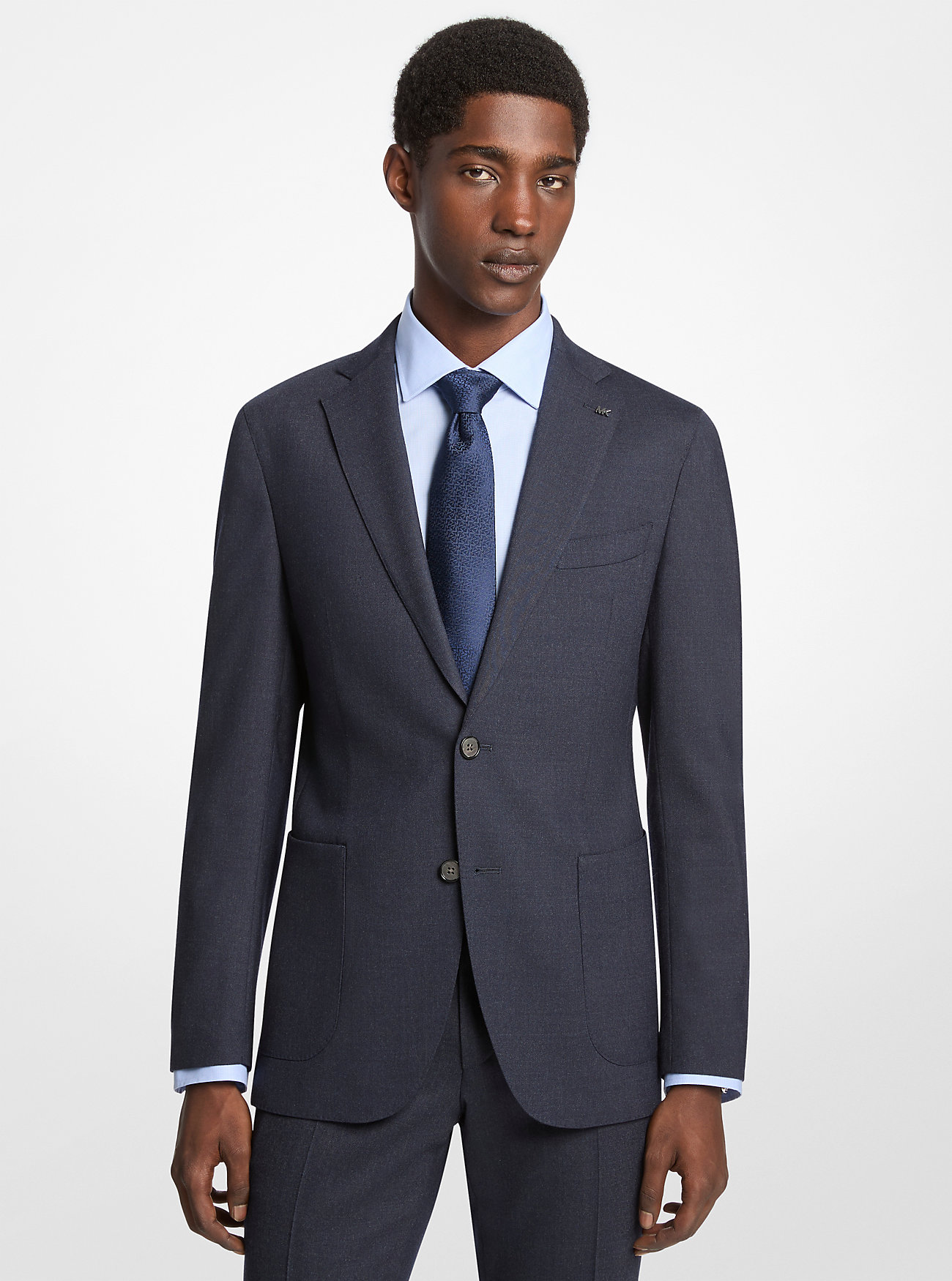 MK Slim-Fit-Blazer Aus Flanell Aus Wollmischung - Blau - Michael Kors von Michael Kors Mens
