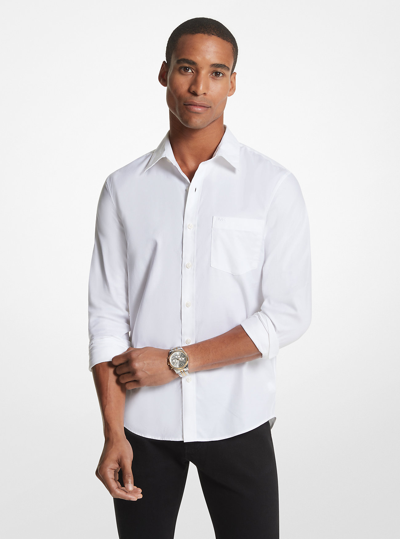 MK Slim-Fit-Hemd Aus Baumwollmischgewebe - Weiss - Michael Kors von Michael Kors Mens