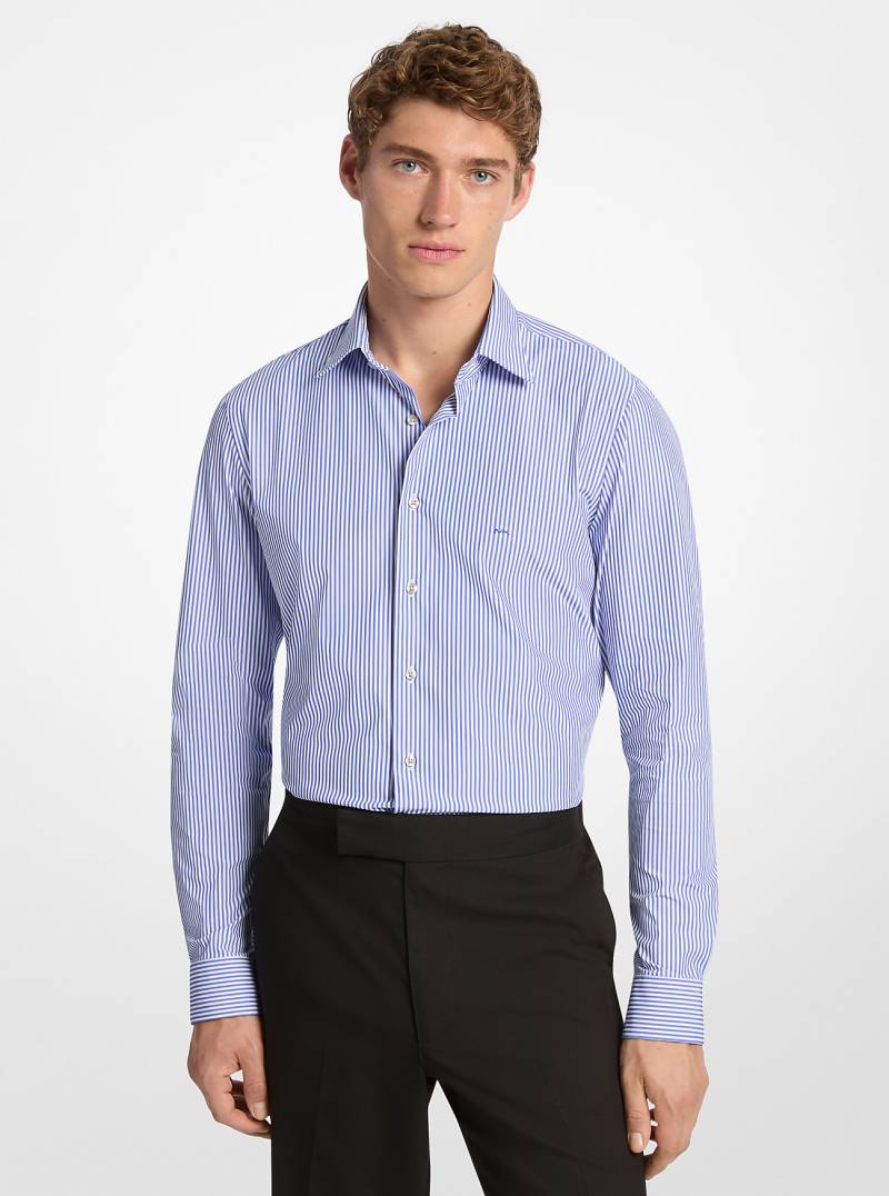 MK Slim-Fit-Hemd Aus Technischem Strick Mit Streifen - Blau - Michael Kors von Michael Kors Mens