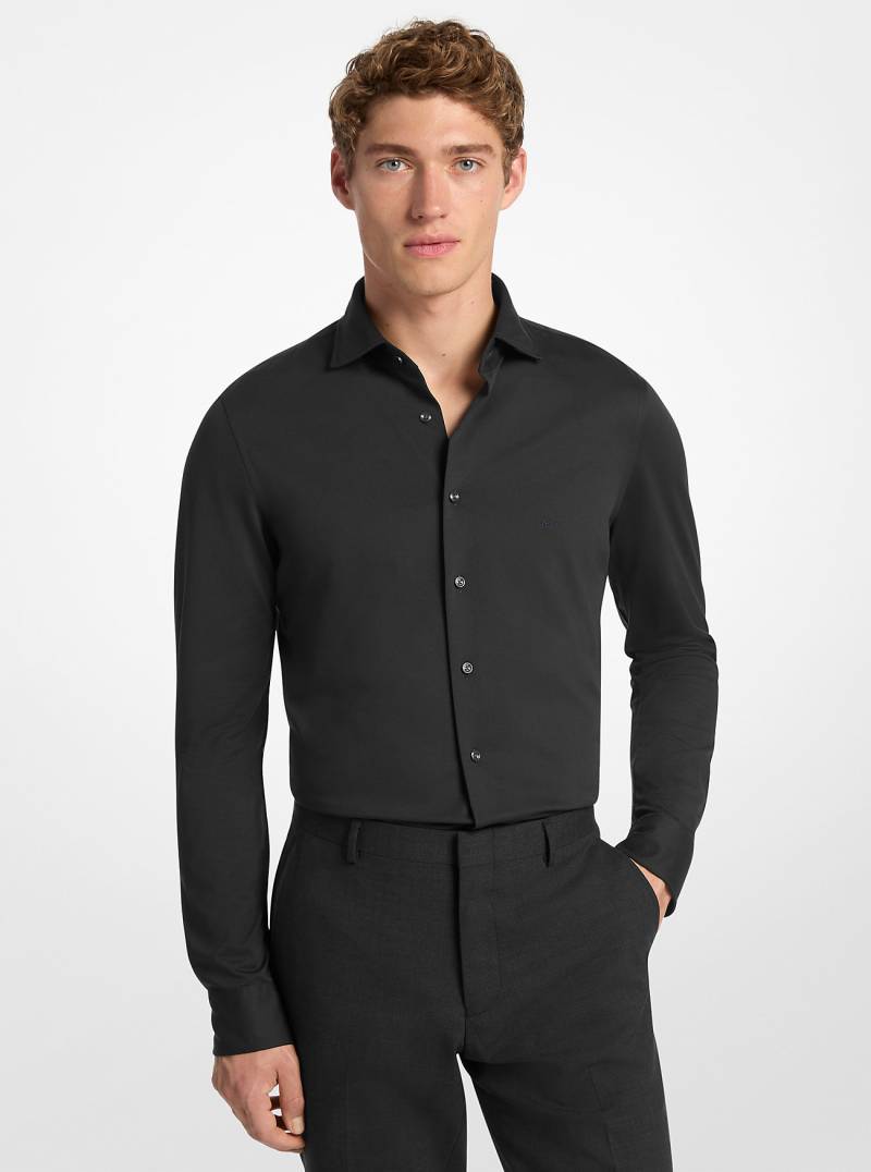 MK Slim-Fit-Hemd Aus Technischem Strick - Schwarz - Michael Kors von Michael Kors Mens
