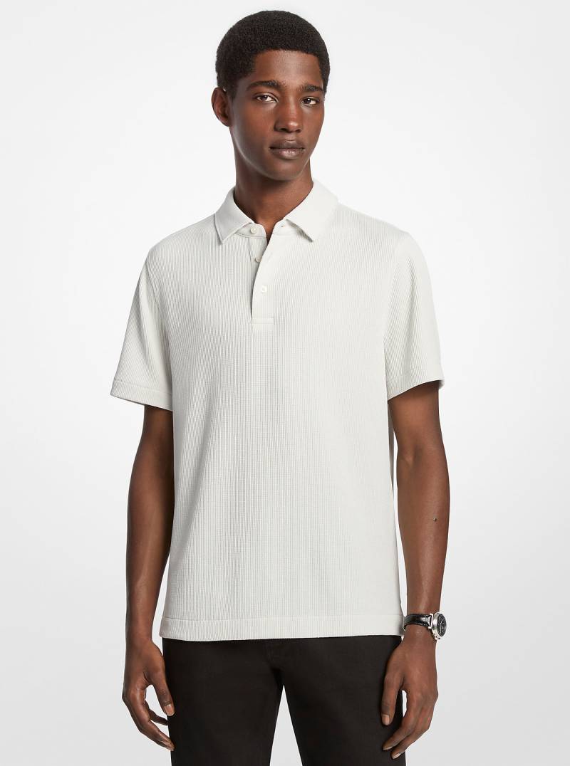 MK Strick-Poloshirt Mit Waffelmuster - Grau - Michael Kors von Michael Kors Mens