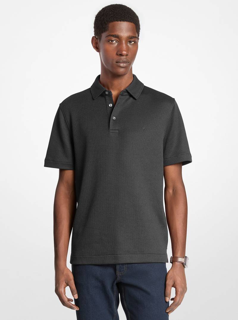 MK Strick-Poloshirt Mit Waffelmuster - Schwarz - Michael Kors von Michael Kors Mens