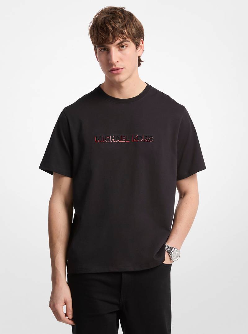 MK T-Shirt Aus Baumwoll-Jersey Mit Logoprägung - Schwarz - Michael Kors von Michael Kors Mens