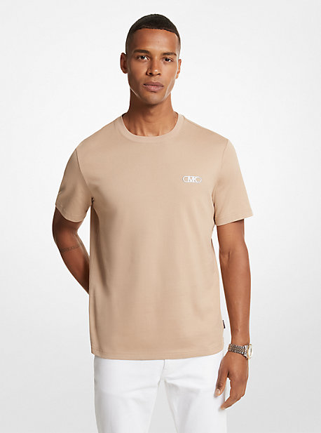 MK T-Shirt Aus Baumwolle Mit Empire-Logomuster - Natur - Michael Kors von Michael Kors Mens