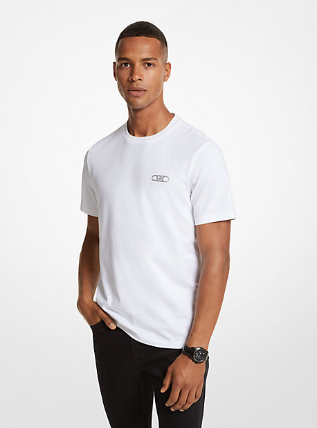 MK T-Shirt Aus Baumwolle Mit Empire-Logomuster - Weiss - Michael Kors von Michael Kors Mens