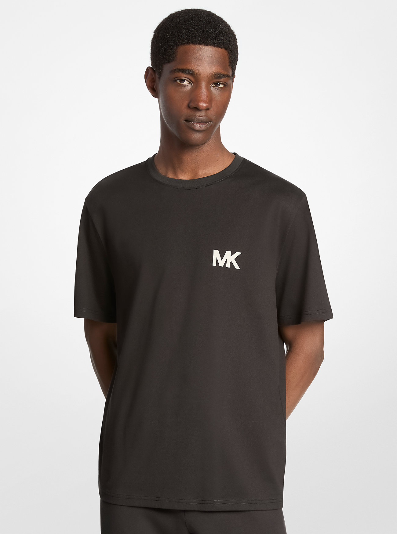 MK T-Shirt Aus Baumwolle Mit Logo-Applikation - Schwarz - Michael Kors von Michael Kors Mens