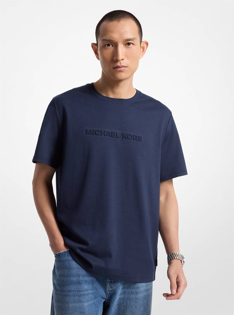MK T-Shirt Aus Baumwolle Mit Logo-Prägung - Blau - Michael Kors von Michael Kors Mens