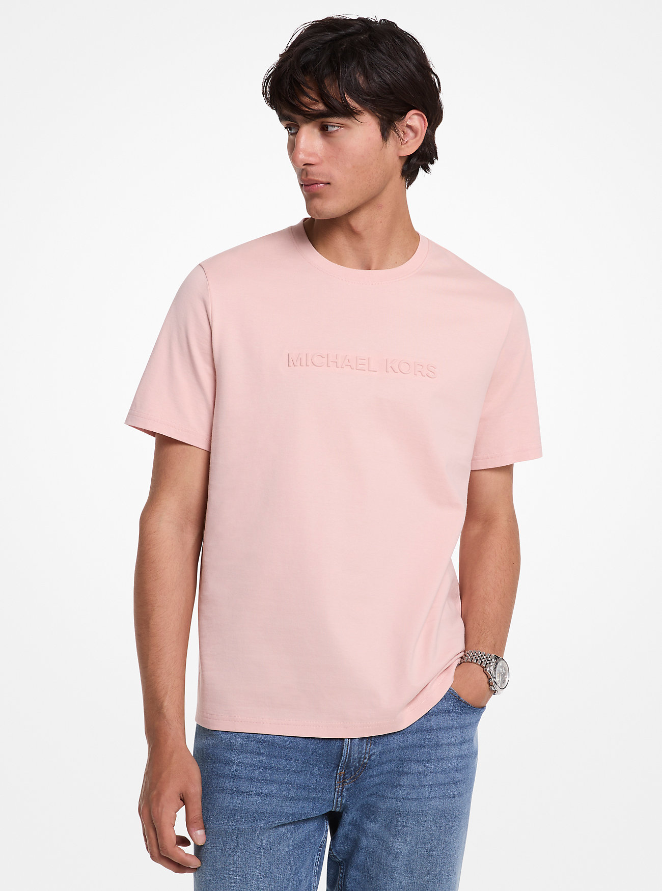 MK T-Shirt Aus Baumwolle Mit Logo-Prägung - Rosa - Michael Kors von Michael Kors Mens