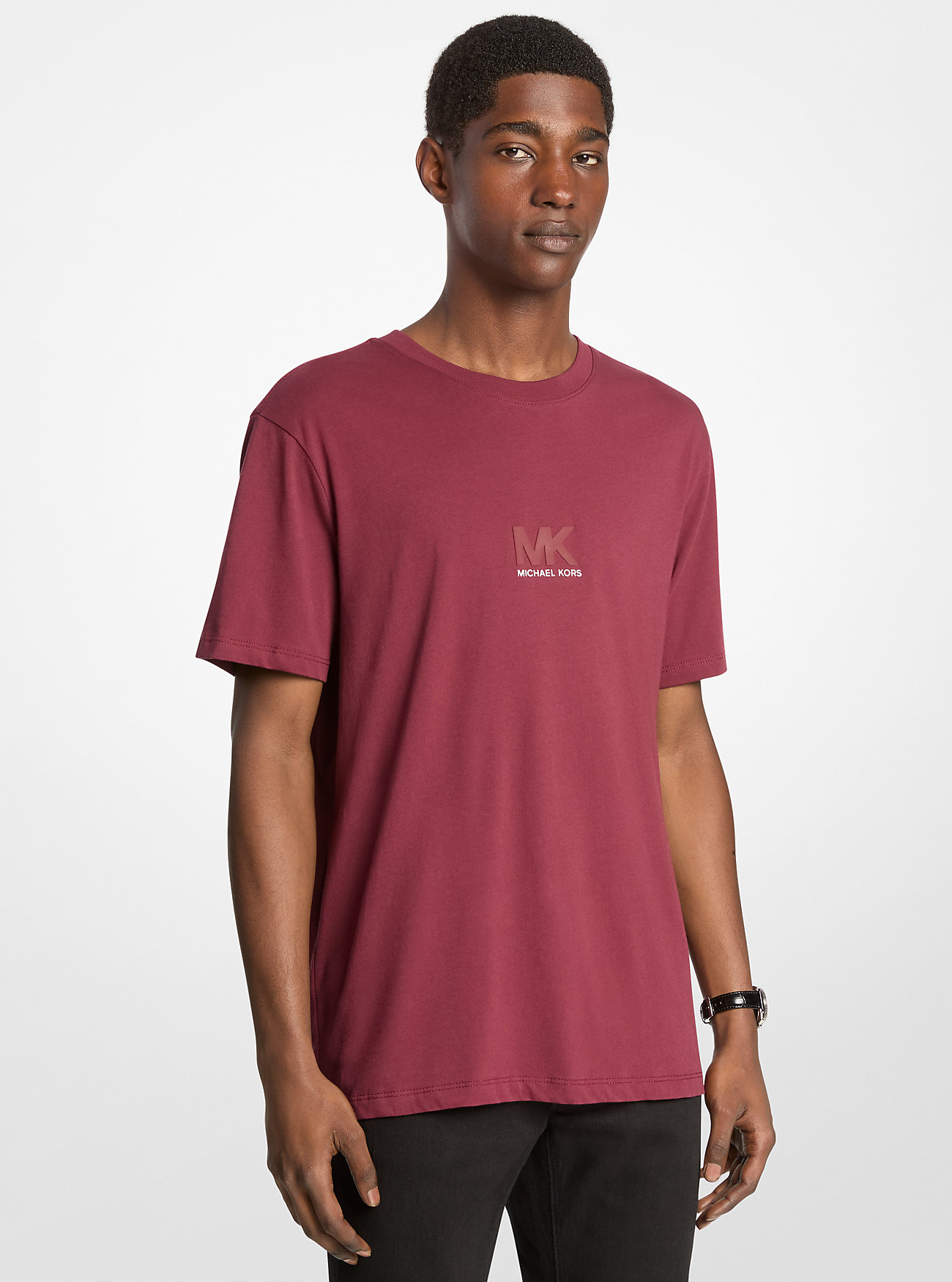 MK T-Shirt Aus Baumwolle Mit Logoprägung - Rot - Michael Kors von Michael Kors Mens