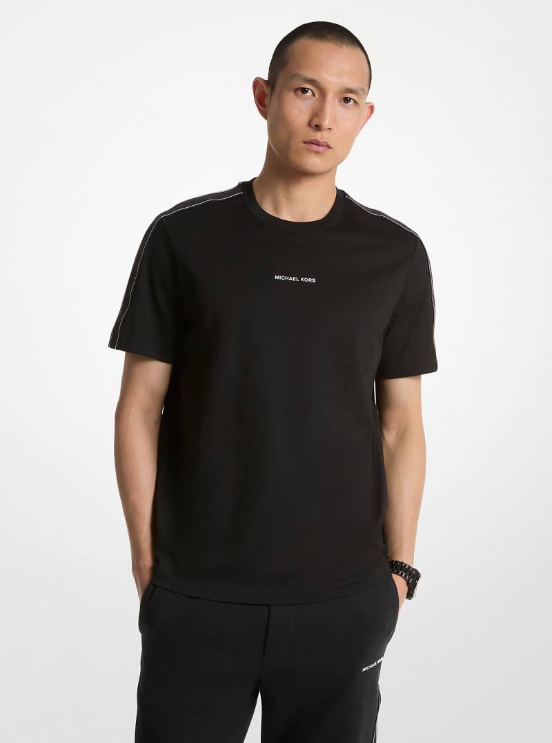 MK T-Shirt Aus Baumwolle Mit Logostreifen - Schwarz - Michael Kors von Michael Kors Mens