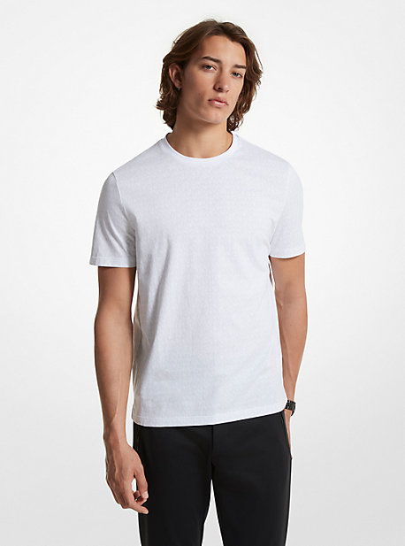 MK T-Shirt Aus Baumwolle Mit Signature-Logomuster - Weiss - Michael Kors von Michael Kors Mens