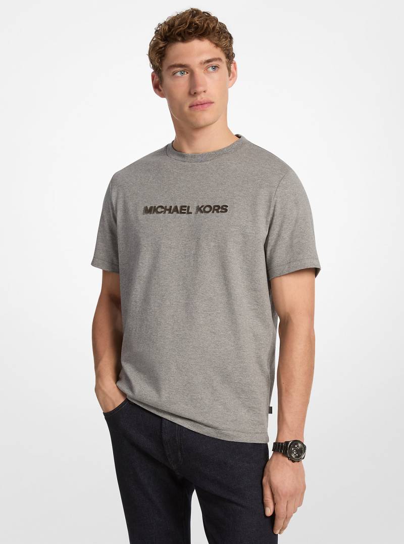 MK T-Shirt Aus Baumwolle Mit Strukturiertem Logo - Grau - Michael Kors MK T-Shirt Aus Baumwolle Mit Strukturiertem Logo - Grau - Michael Kors von Michael Kors Mens