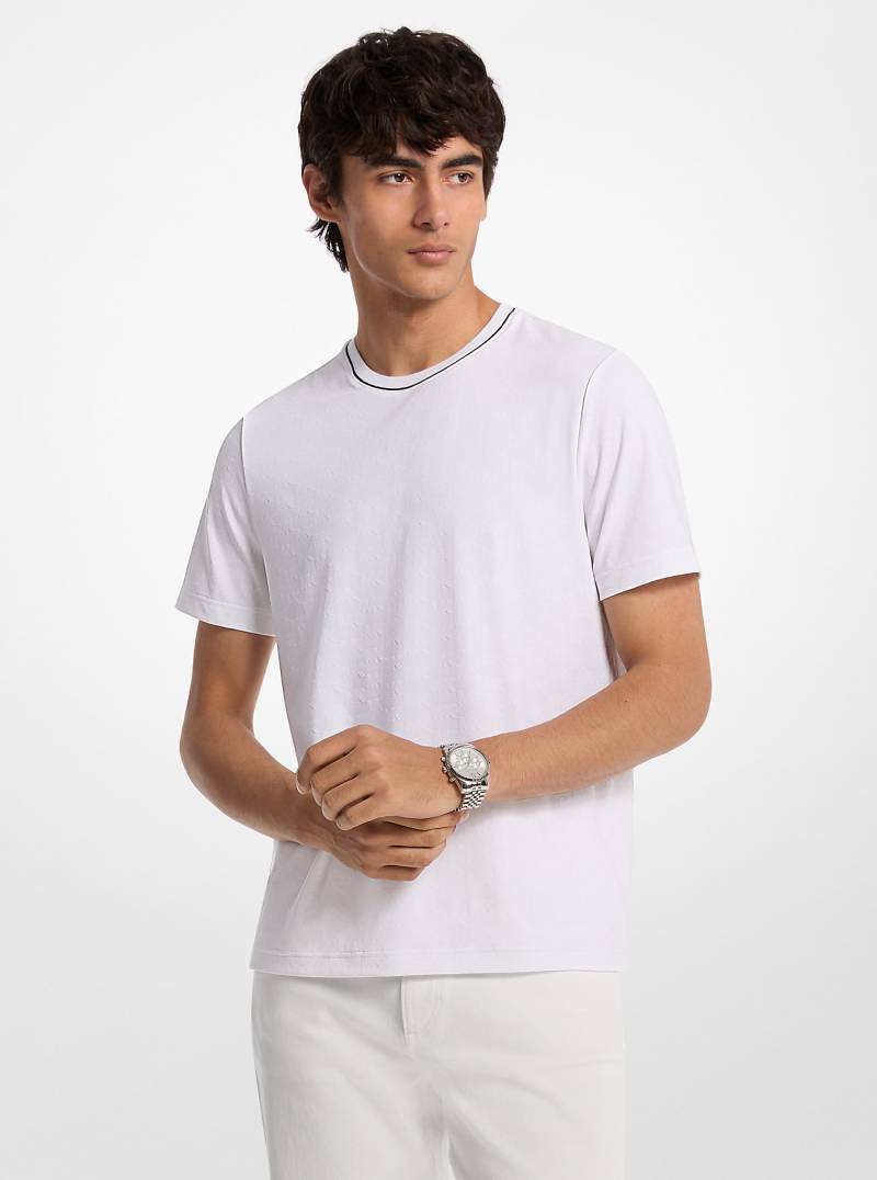 MK T-Shirt Aus Jacquard Mit Logomuster - Weiss - Michael Kors von Michael Kors Mens