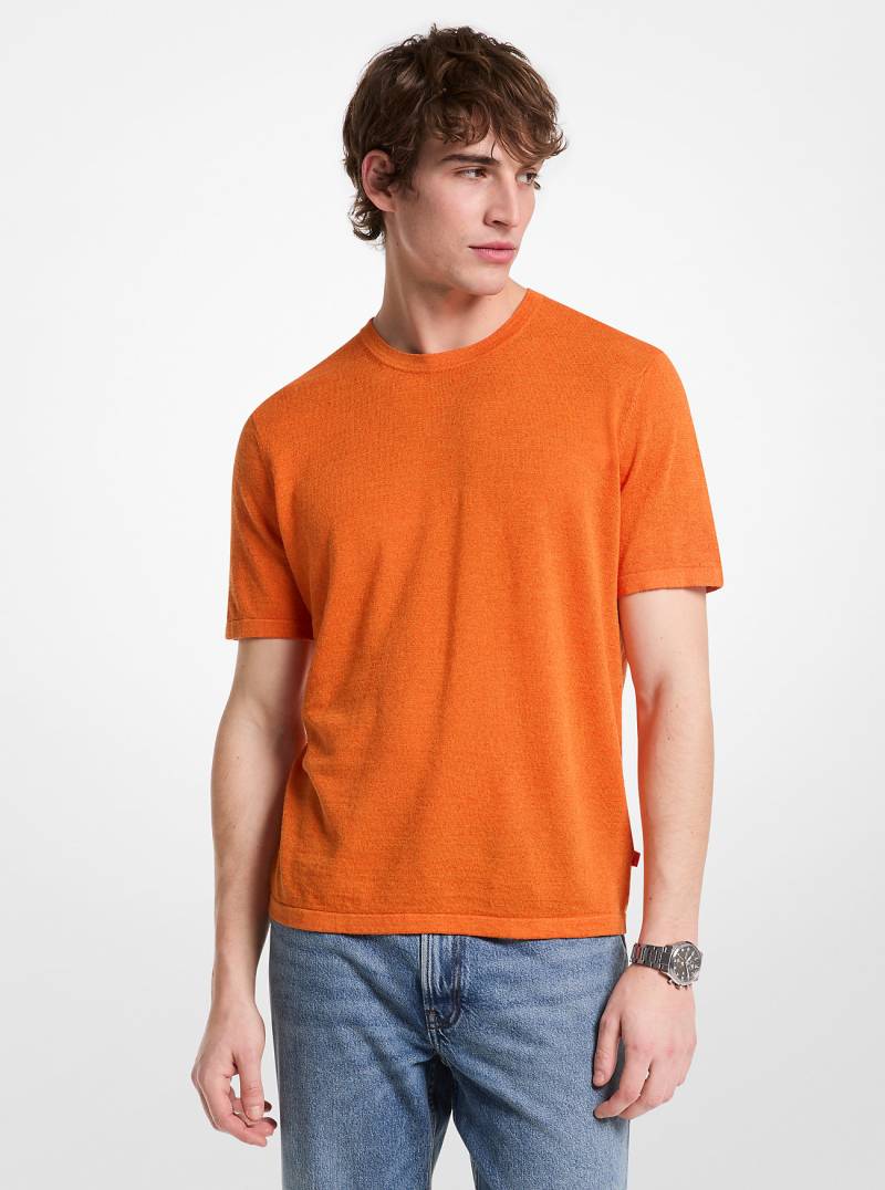 MK T-Shirt Aus Leinen Und Baumwolle - Orange - Michael Kors von Michael Kors Mens