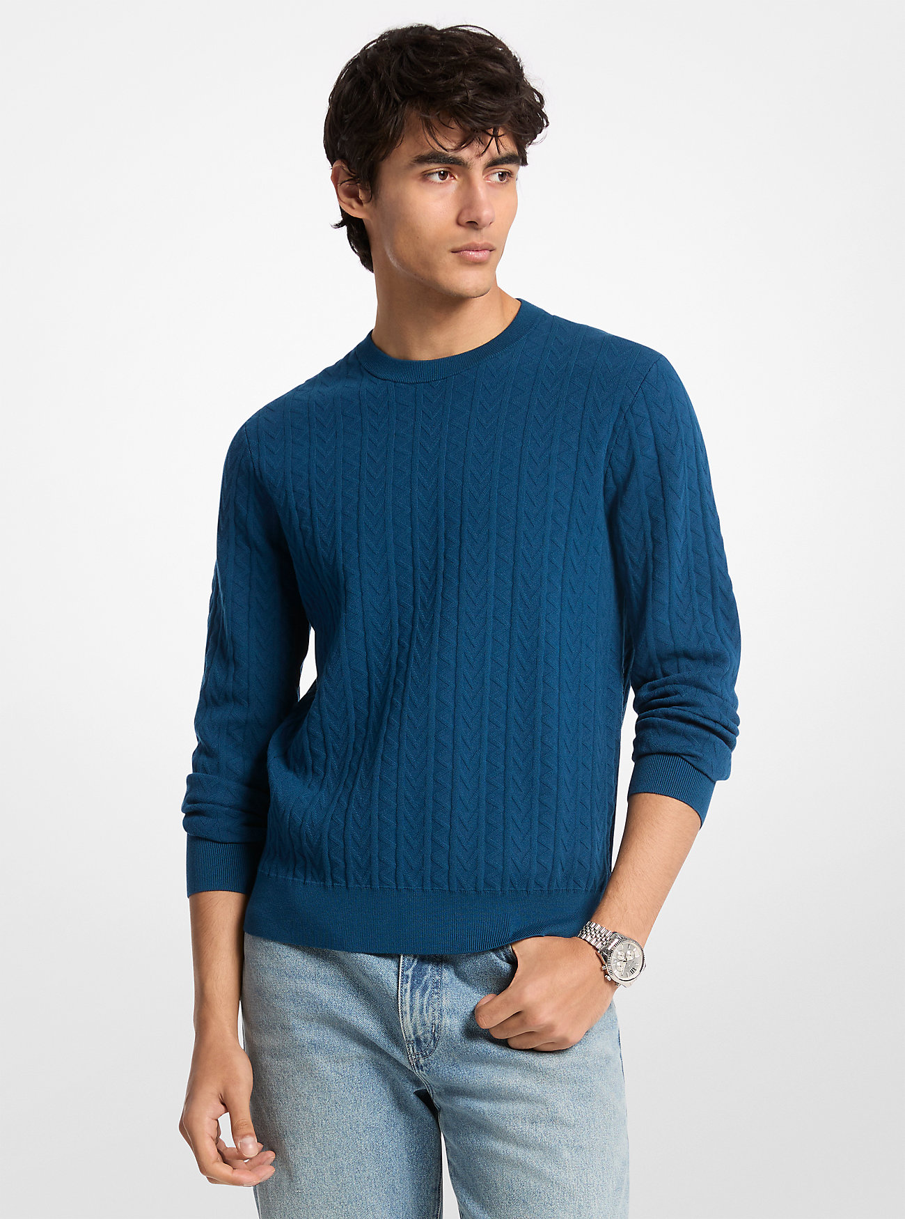 Pullover Aus Jacquard Mit Geprägtem Mk2000-Logomuster - Michael Kors von Michael Kors Mens