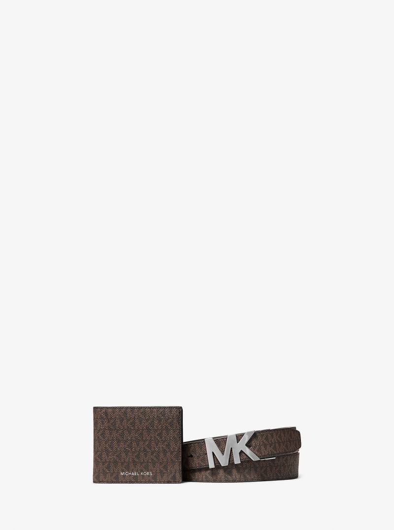 MK Brieftasche Und Wendbarer Gürtel Mit Signature-Logomuster Im Geschenkset - Braun - Michael Kors von Michael Kors Outlet