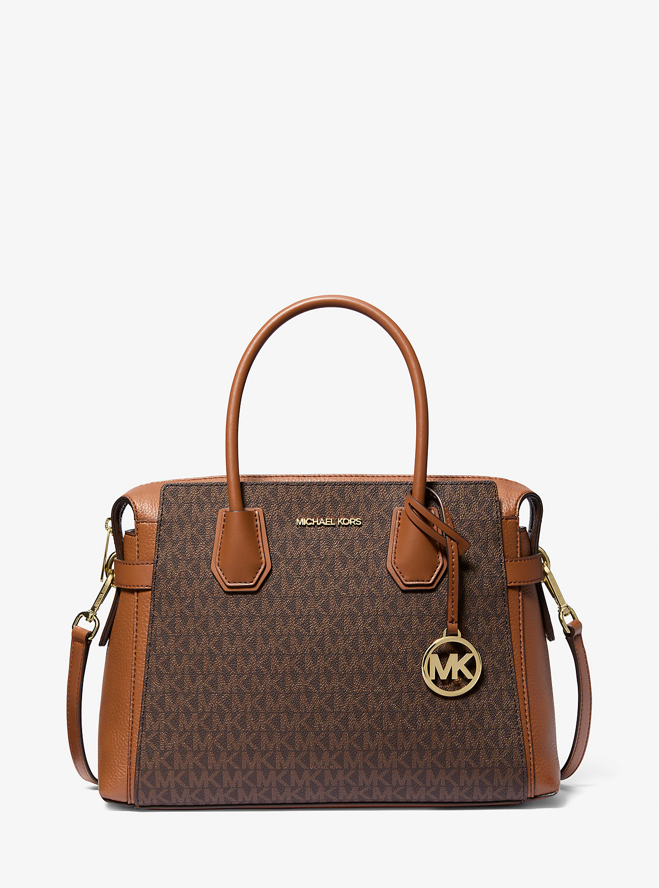 MK Henkeltasche Mercer Medium Aus Leder Und Signature-Logostoff Mit Zierbändern - Braun - Michael Kors MK Henkeltasche Mercer Medium Aus Leder Und Signature-Logostoff Mit Zierbändern - Braun - Michael Kors von Michael Kors Outlet