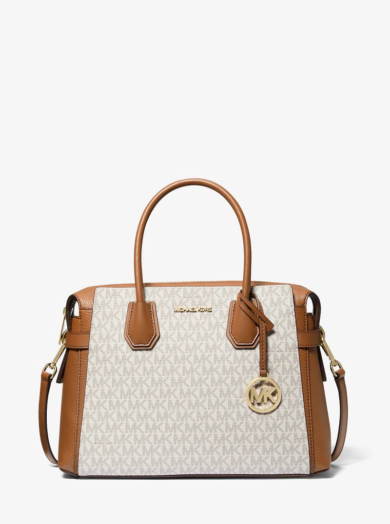 MK Henkeltasche Mercer Medium Aus Leder Und Signature-Logostoff Mit Zierbändern - Natur - Michael Kors von Michael Kors Outlet