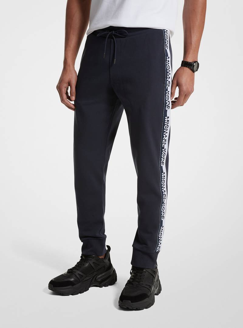 MK Jogginghose Aus Baumwollmischgewebe Mit Logostreifen - Blau - Michael Kors von Michael Kors Outlet