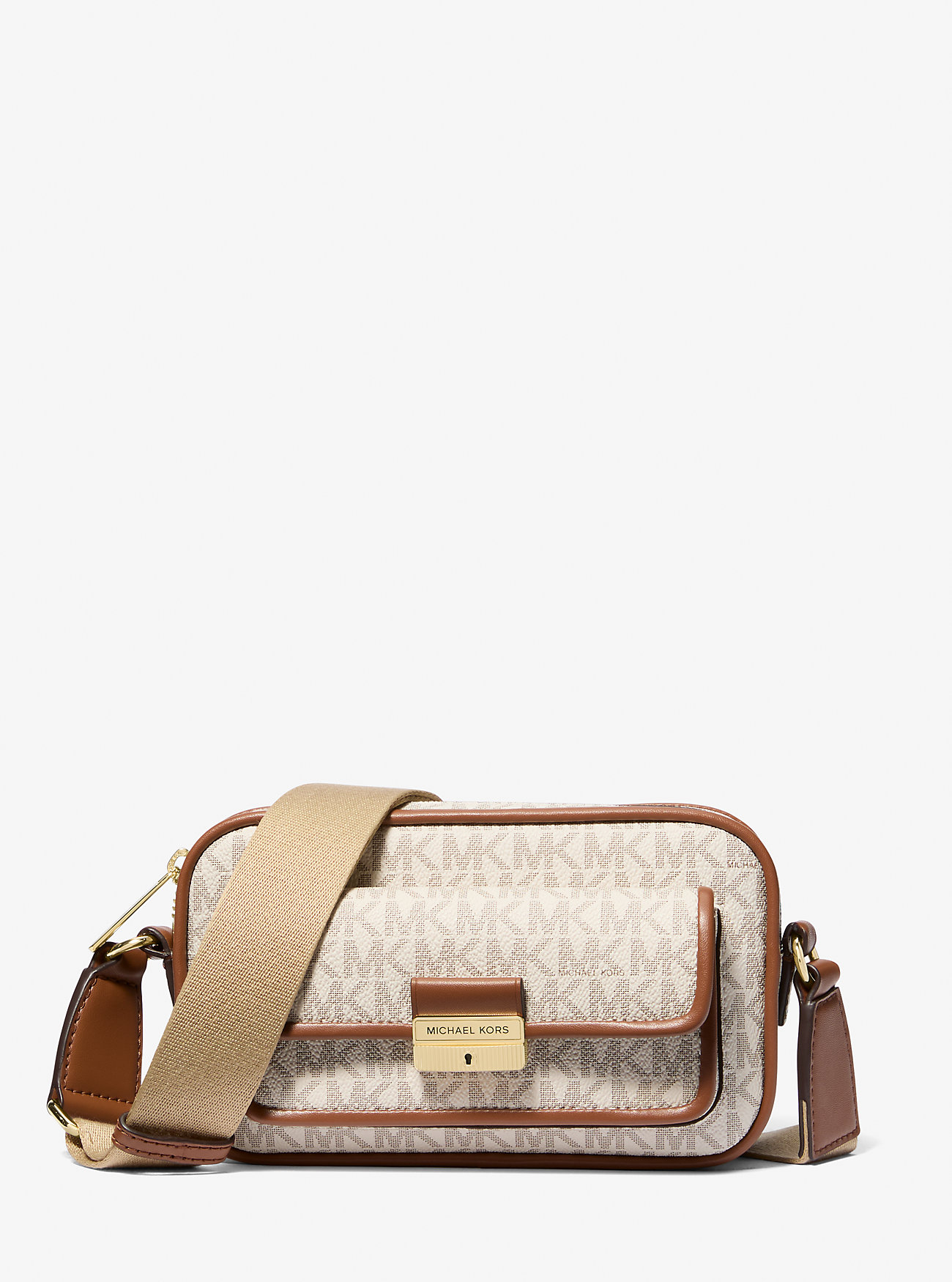 MK Kamera-Umhängetasche Bradshaw Extra-Small Mit Signature-Logomuster In Metallic-Optik - Natur - Michael Kors von Michael Kors Outlet