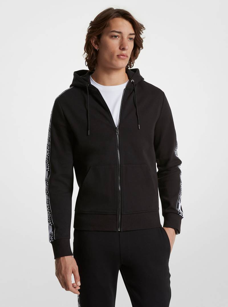 MK Kapuzenpullover Aus Baumwollmischgewebe Mit Reißverschluss Und Logostreifen - Schwarz - Michael Kors von Michael Kors Outlet