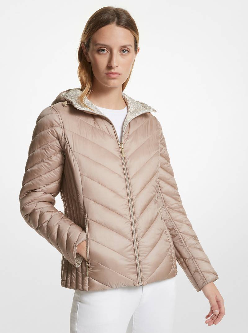 MK Komprimierbare, Wendbare Daunenjacke Aus Abgestepptem Nylon Mit Signature-Logo - Goldton - Michael Kors von Michael Kors Outlet