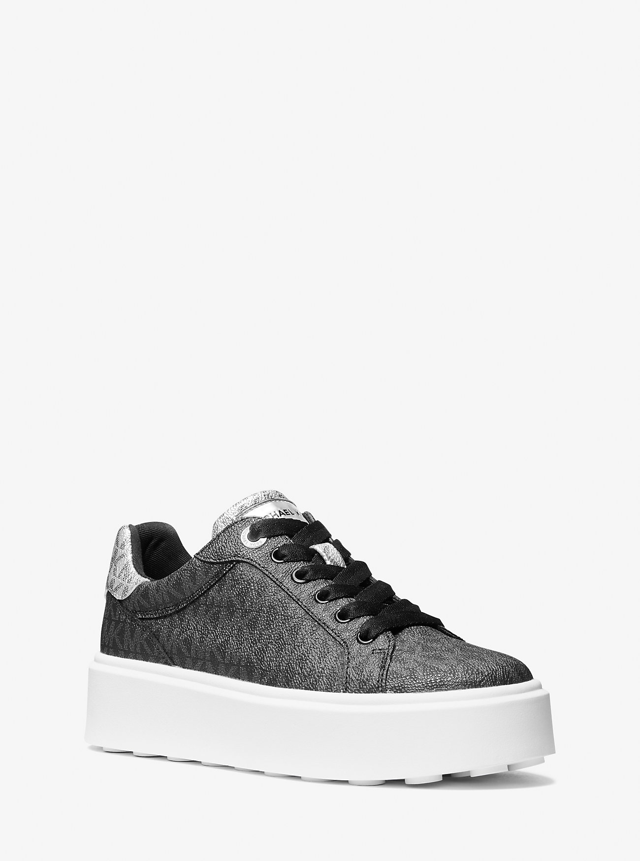 MK Plateau-Sneaker Romey Mit Zweifarbigem Logo In Metallic-Optik - Schwarz - Michael Kors von Michael Kors Outlet