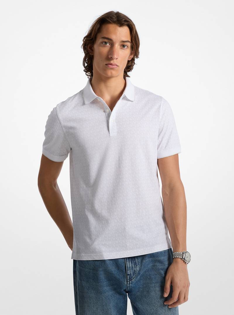 MK Poloshirt Greenwich Aus Baumwolle Mit Signature-Logomuster - Weiss - Michael Kors von Michael Kors Outlet
